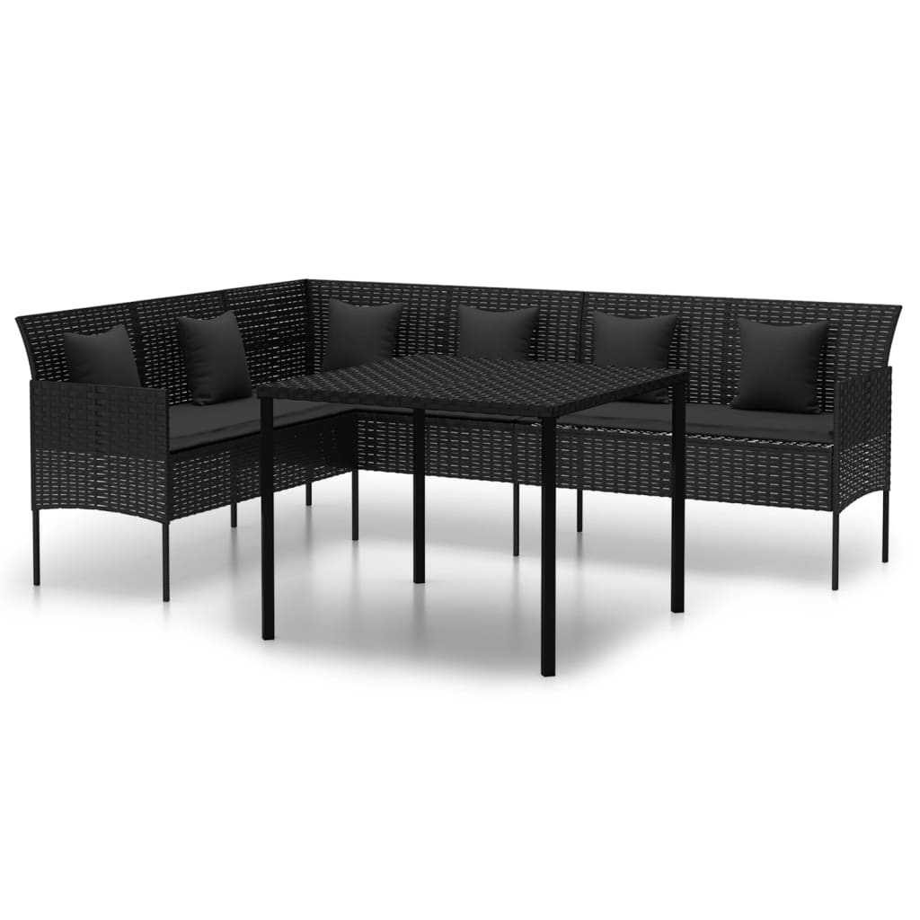 2-delige Tuinset met kussens poly rattan zwart is nu te koop bij PeponiXL, paradijselijk wonen!