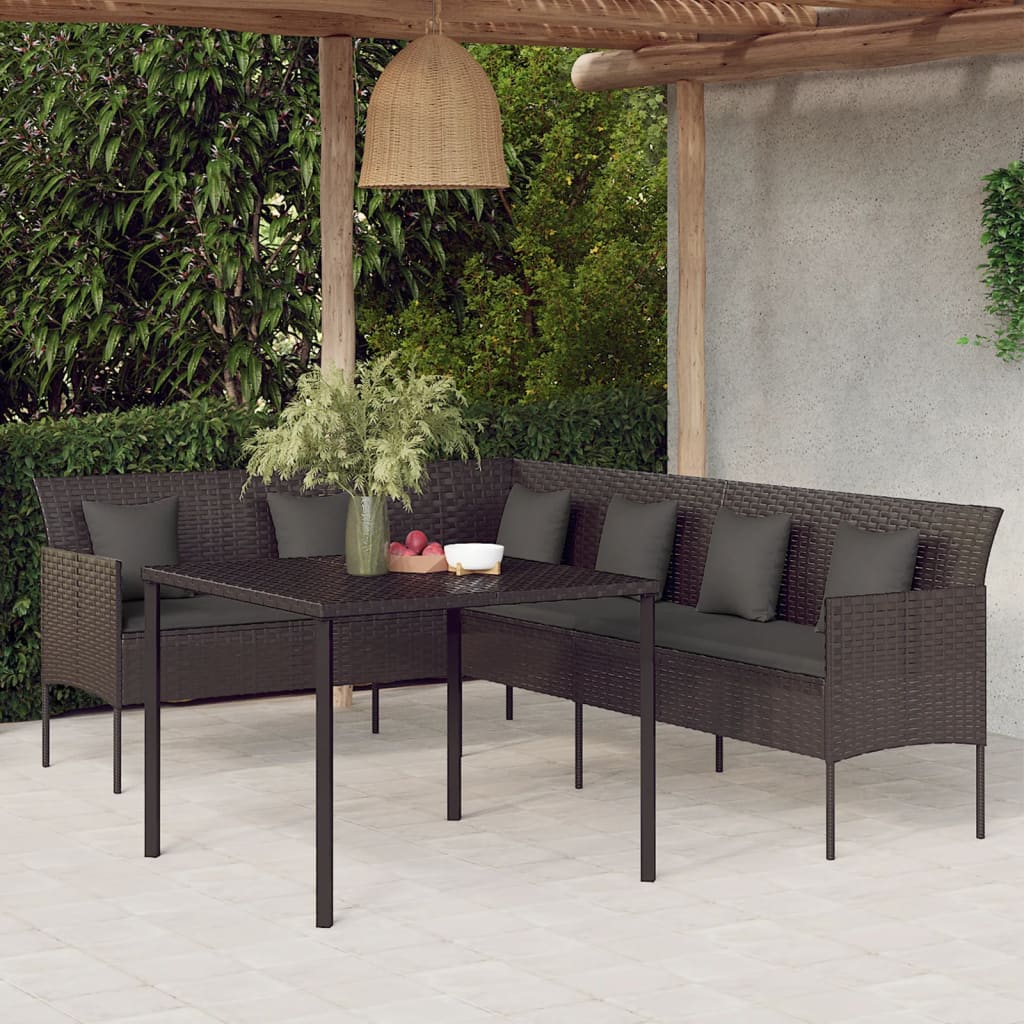 2-delige Tuinset met kussens poly rattan zwart is nu te koop bij PeponiXL, paradijselijk wonen!