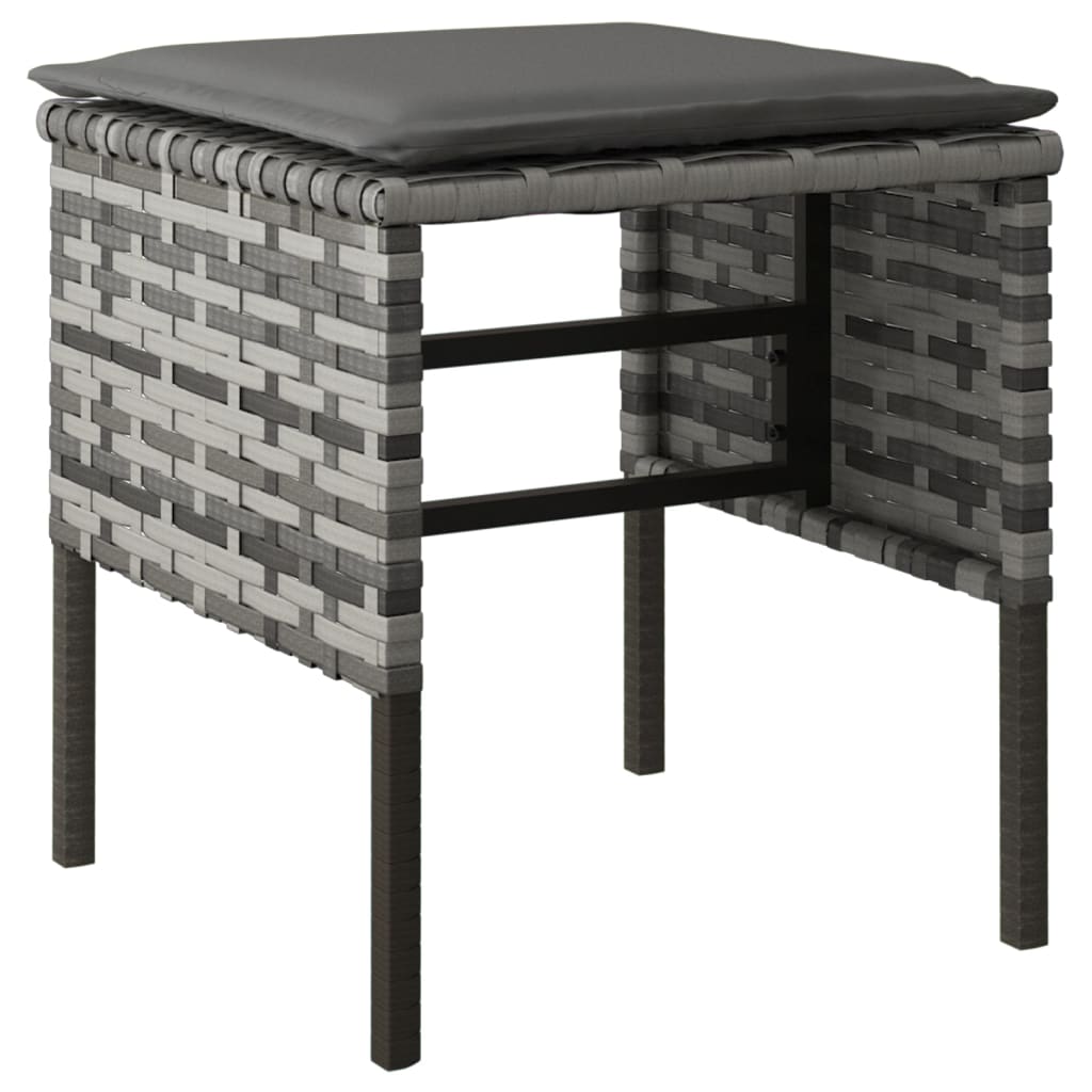 Tuinvoetenbanken 4 st met kussens poly rattan grijs is nu te koop bij PeponiXL, paradijselijk wonen!