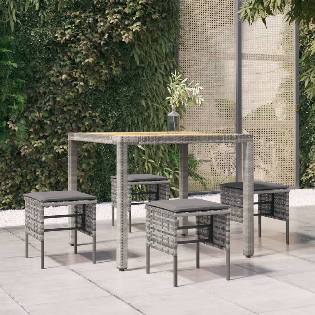 Tuinvoetenbanken 4 st met kussens poly rattan grijs is nu te koop bij PeponiXL, paradijselijk wonen!