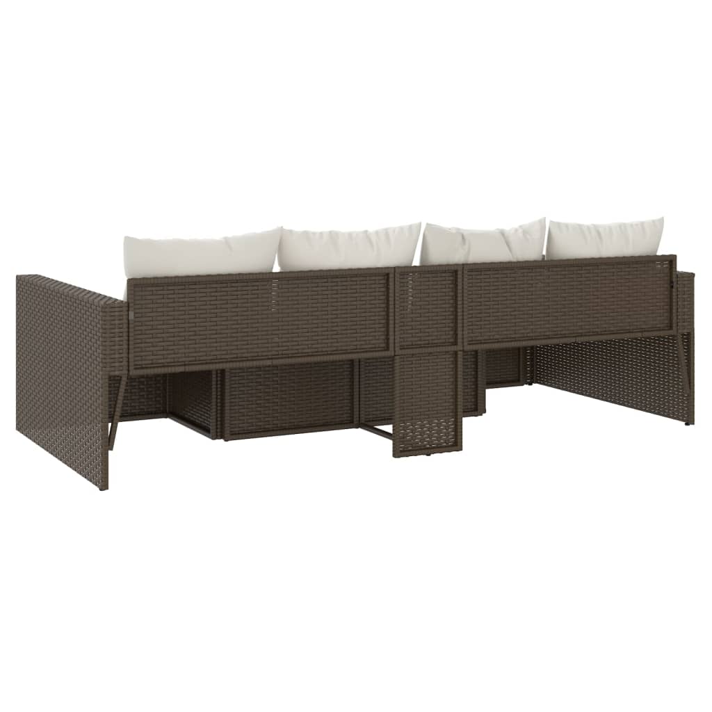 2-delige Loungeset met kussens poly rattan bruin is nu te koop bij PeponiXL, paradijselijk wonen!