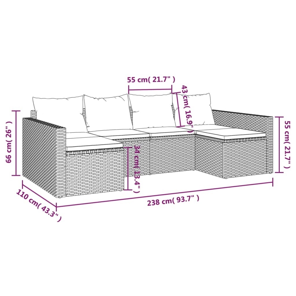 2-delige Loungeset met kussens poly rattan bruin is nu te koop bij PeponiXL, paradijselijk wonen!