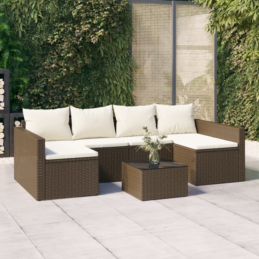 2-delige Loungeset met kussens poly rattan bruin is nu te koop bij PeponiXL, paradijselijk wonen!