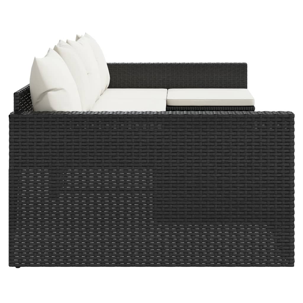 2-delige Loungeset met kussens poly rattan zwart is nu te koop bij PeponiXL, paradijselijk wonen!