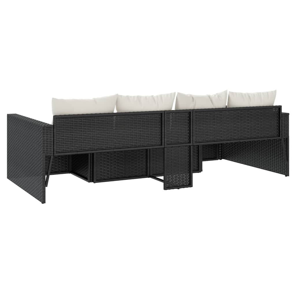 2-delige Loungeset met kussens poly rattan zwart is nu te koop bij PeponiXL, paradijselijk wonen!