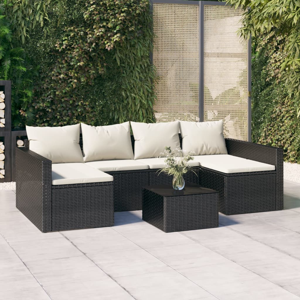 2-delige Loungeset met kussens poly rattan zwart is nu te koop bij PeponiXL, paradijselijk wonen!