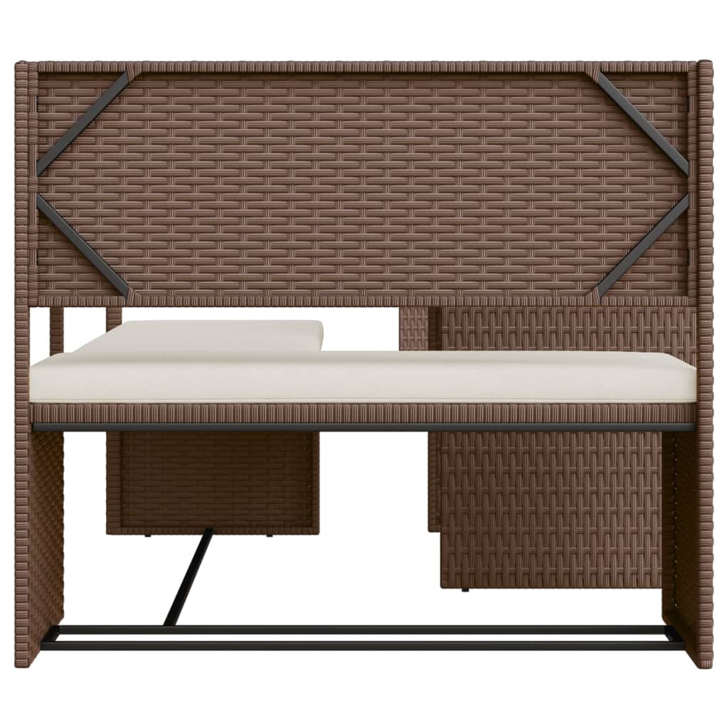 Tuinbank met tafel en kussens L-vormig poly rattan bruin is nu te koop bij PeponiXL, paradijselijk wonen!