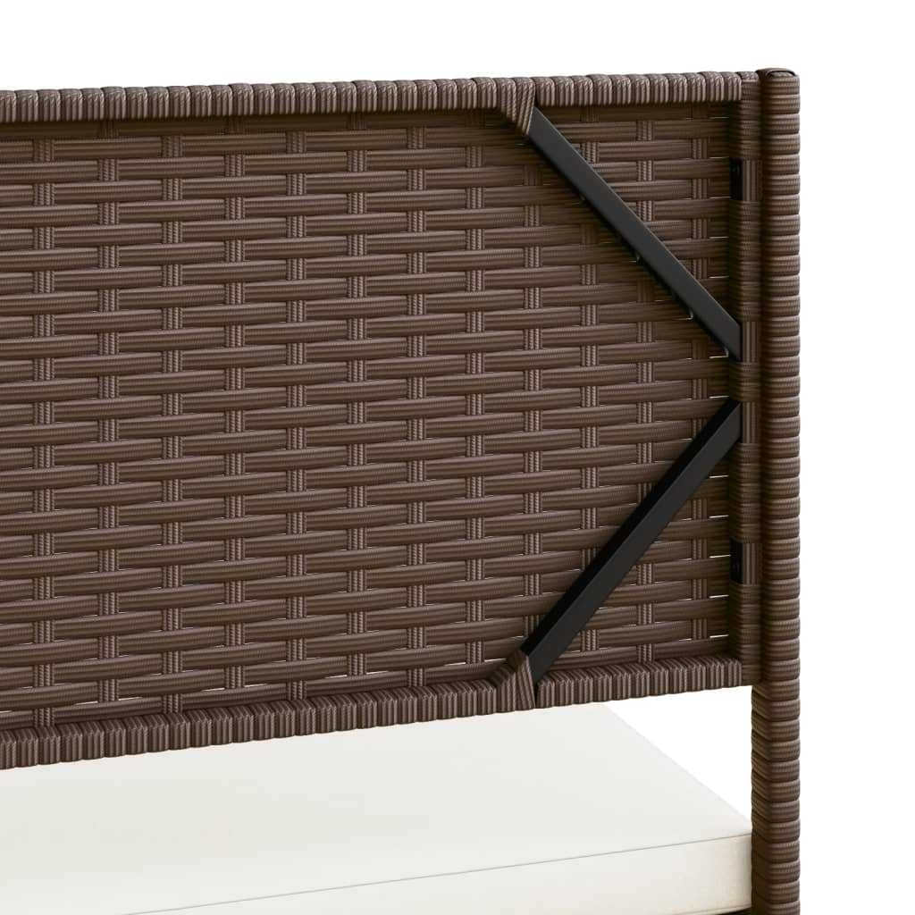 Tuinbank met tafel en kussens L-vormig poly rattan bruin is nu te koop bij PeponiXL, paradijselijk wonen!