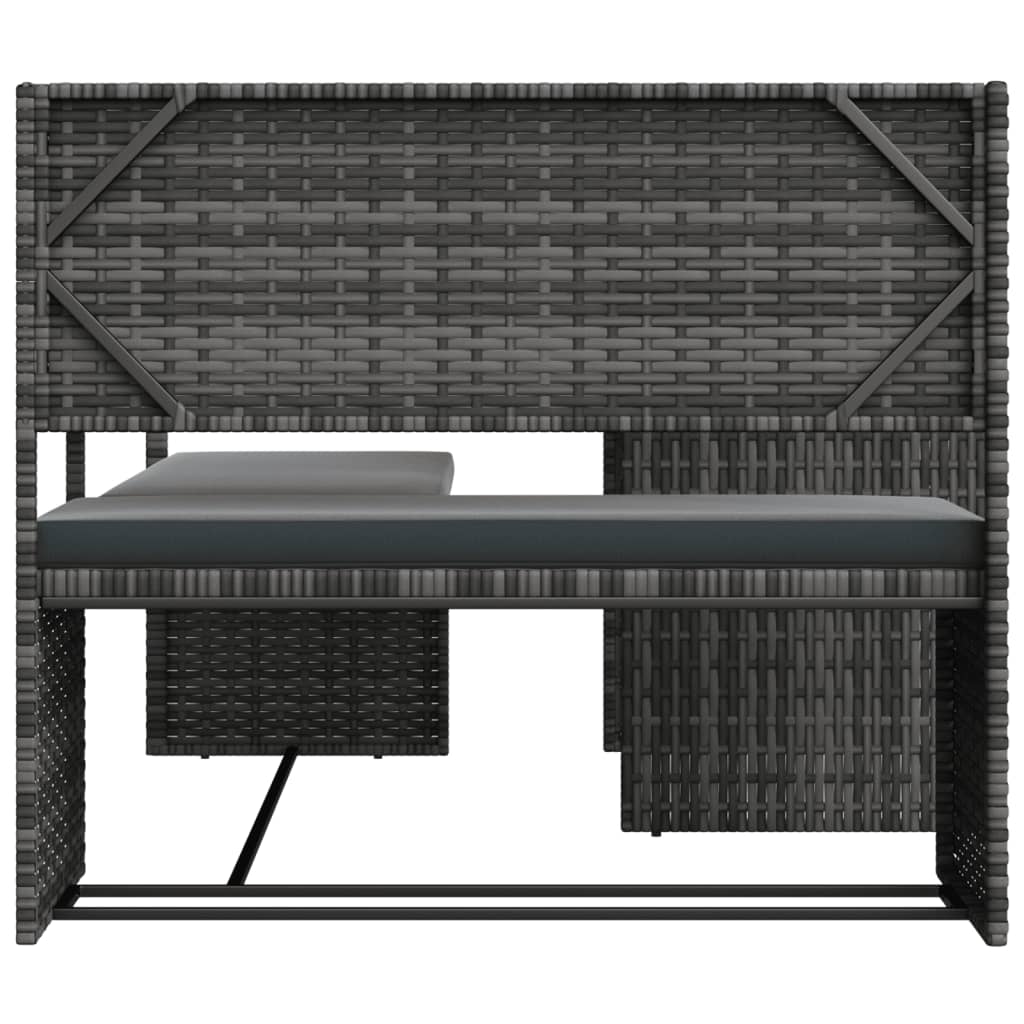Tuinbank met tafel en kussens L-vormig poly rattan grijs is nu te koop bij PeponiXL, paradijselijk wonen!