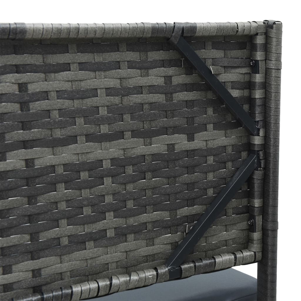Tuinbank met tafel en kussens L-vormig poly rattan grijs is nu te koop bij PeponiXL, paradijselijk wonen!