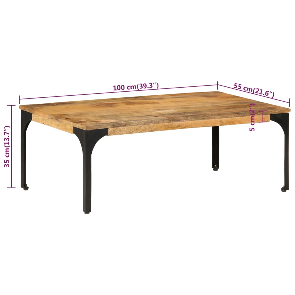Salontafel 100x55x35 cm massief mangohout is nu te koop bij PeponiXL, paradijselijk wonen!