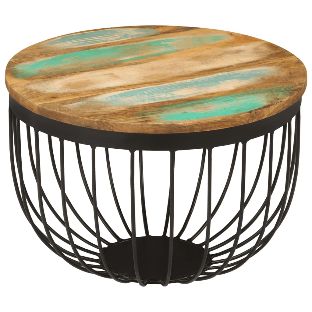 Salontafel Ø 50x35 cm massief gerecycled hout en staal is nu te koop bij PeponiXL, paradijselijk wonen!