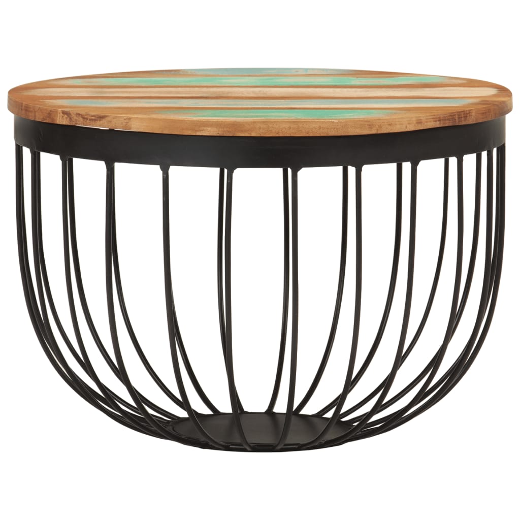 Salontafel Ø 50x35 cm massief gerecycled hout en staal is nu te koop bij PeponiXL, paradijselijk wonen!