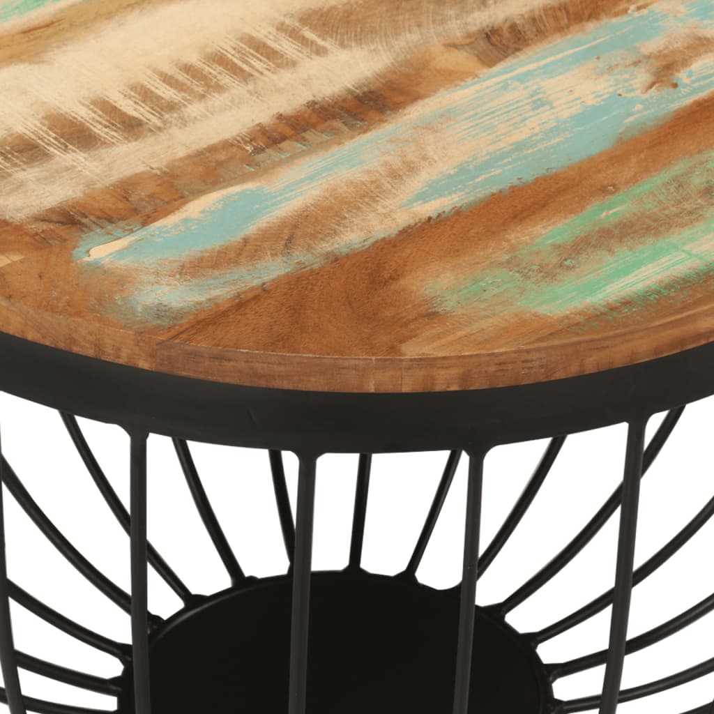 Salontafel Ø 50x35 cm massief gerecycled hout en staal is nu te koop bij PeponiXL, paradijselijk wonen!