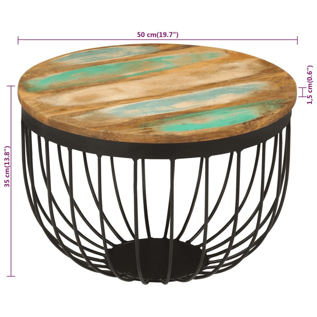 Salontafel Ø 50x35 cm massief gerecycled hout en staal is nu te koop bij PeponiXL, paradijselijk wonen!
