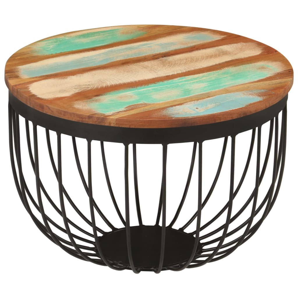 Salontafel Ø 50x35 cm massief gerecycled hout en staal is nu te koop bij PeponiXL, paradijselijk wonen!