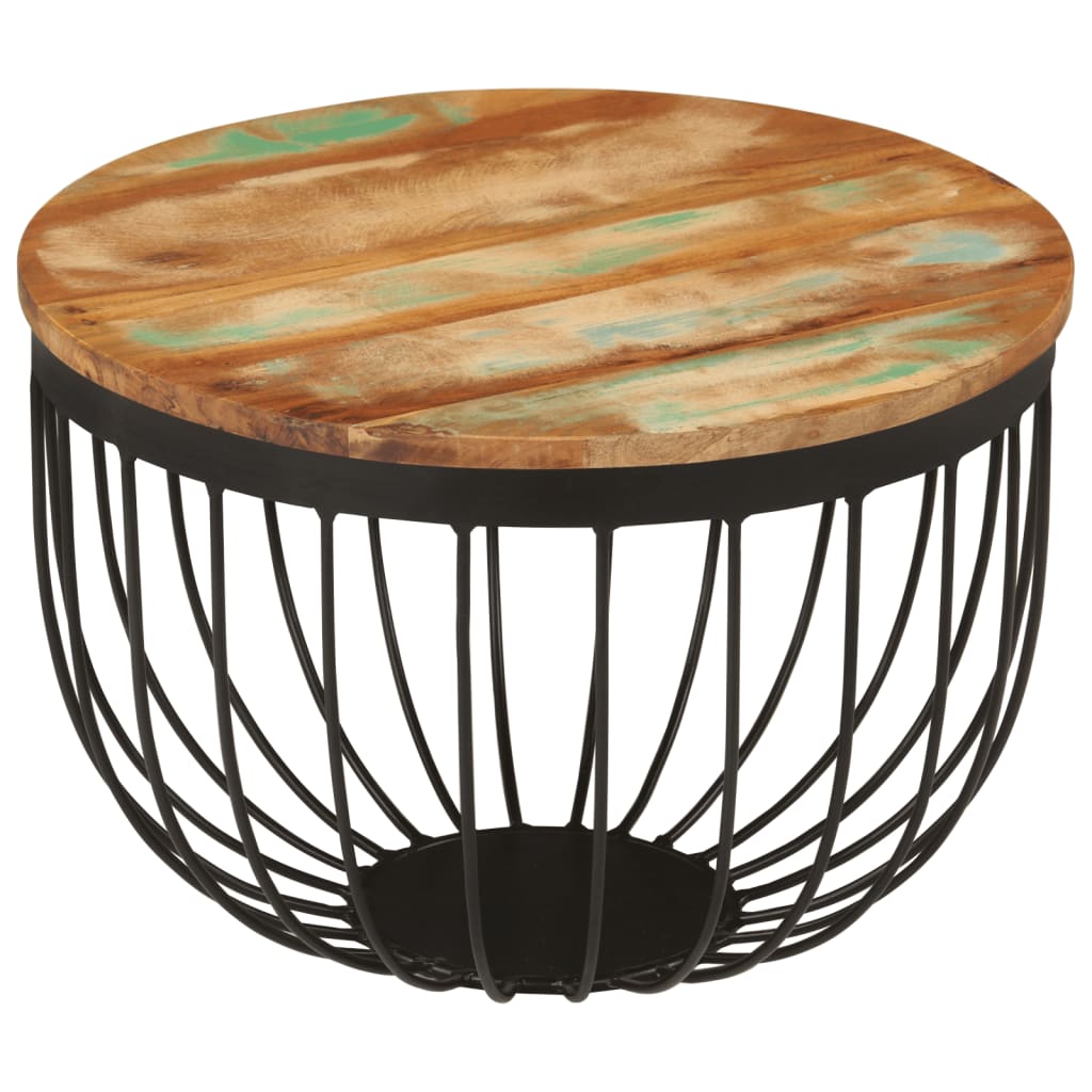 Salontafel Ø 50x35 cm massief gerecycled hout en staal is nu te koop bij PeponiXL, paradijselijk wonen!