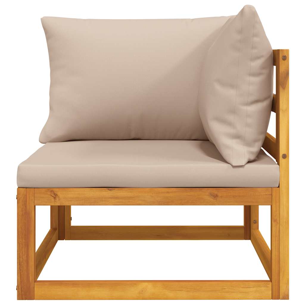 Hoekbank sectioneel met taupe kussens massief acaciahout is nu te koop bij PeponiXL, paradijselijk wonen!