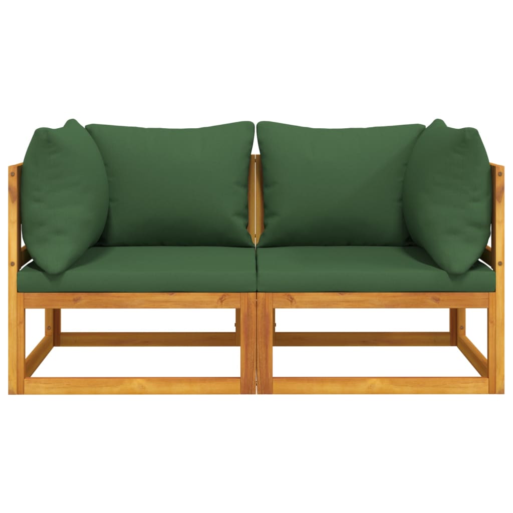 Hoekbanken 2 st sectioneel met kussens acaciahout groen is nu te koop bij PeponiXL, paradijselijk wonen!