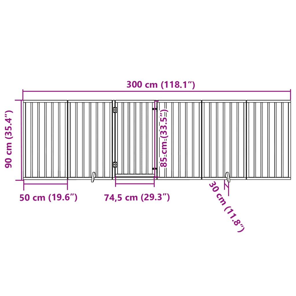 Hondenhek met deur opvouwbaar 6 panelen 300 cm populierenhout is nu te koop bij PeponiXL, paradijselijk wonen!