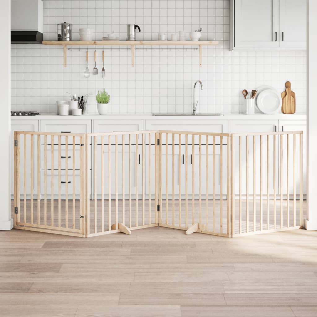 Hondenhek inklapbaar met deur 4 panelen 320 cm populierenhout is nu te koop bij PeponiXL, paradijselijk wonen!