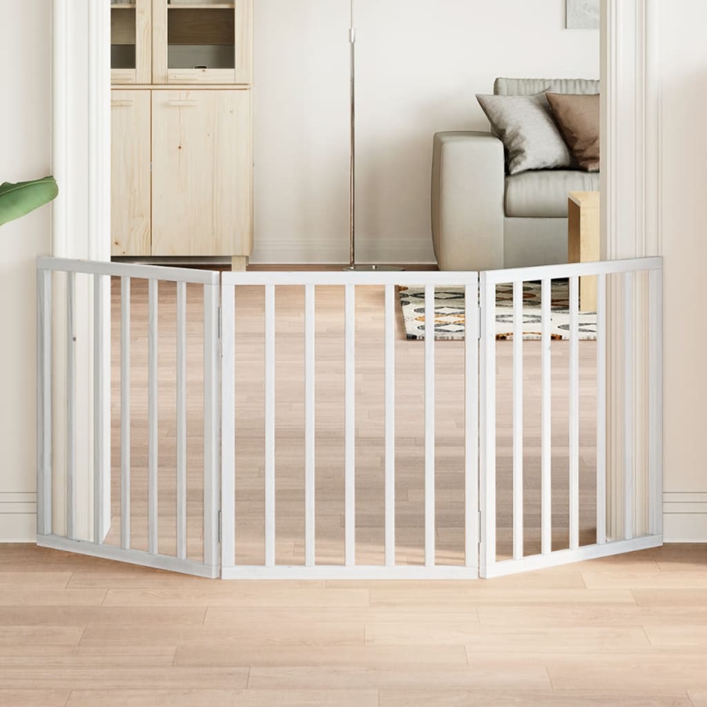 Hondenhek inklapbaar 3 panelen 150 cm populierenhout wit is nu te koop bij PeponiXL, paradijselijk wonen!