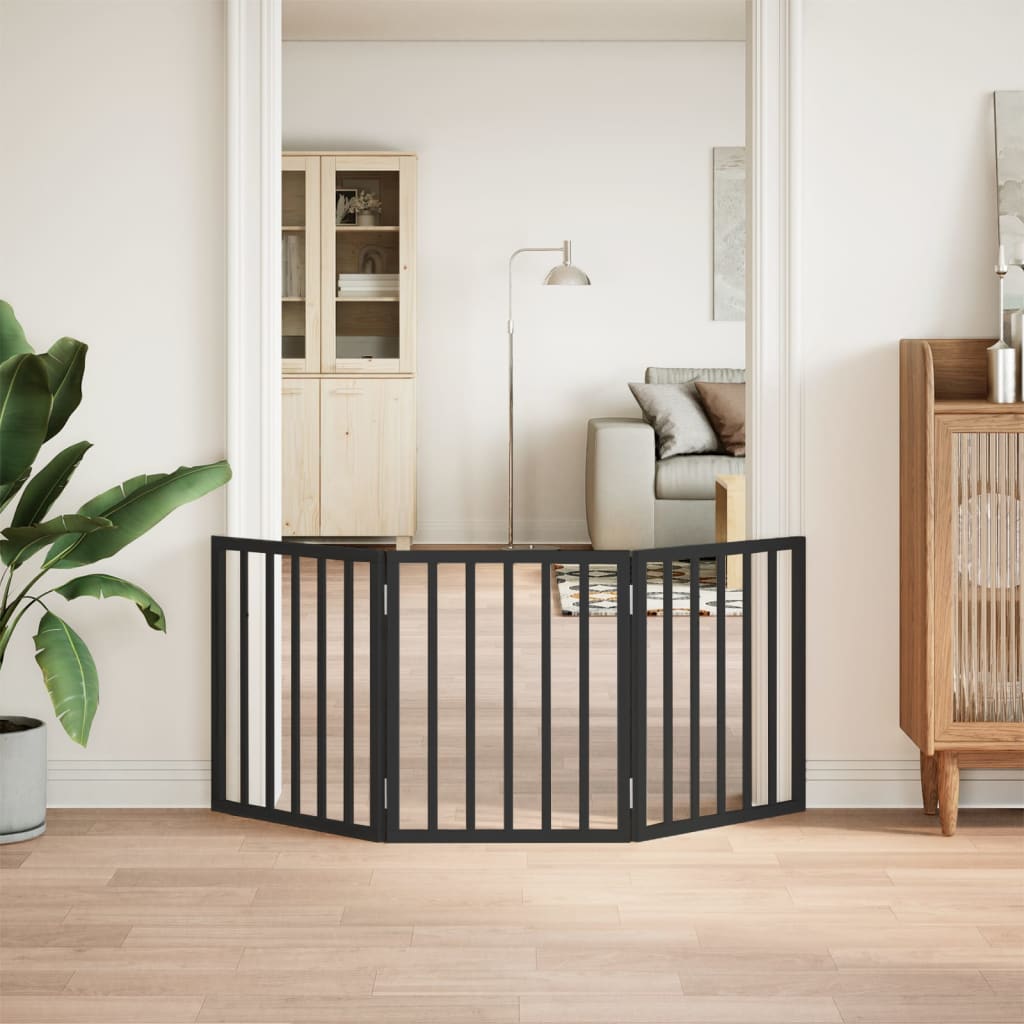 Hondenhek inklapbaar 3 panelen 150 cm populierenhout zwart is nu te koop bij PeponiXL, paradijselijk wonen!