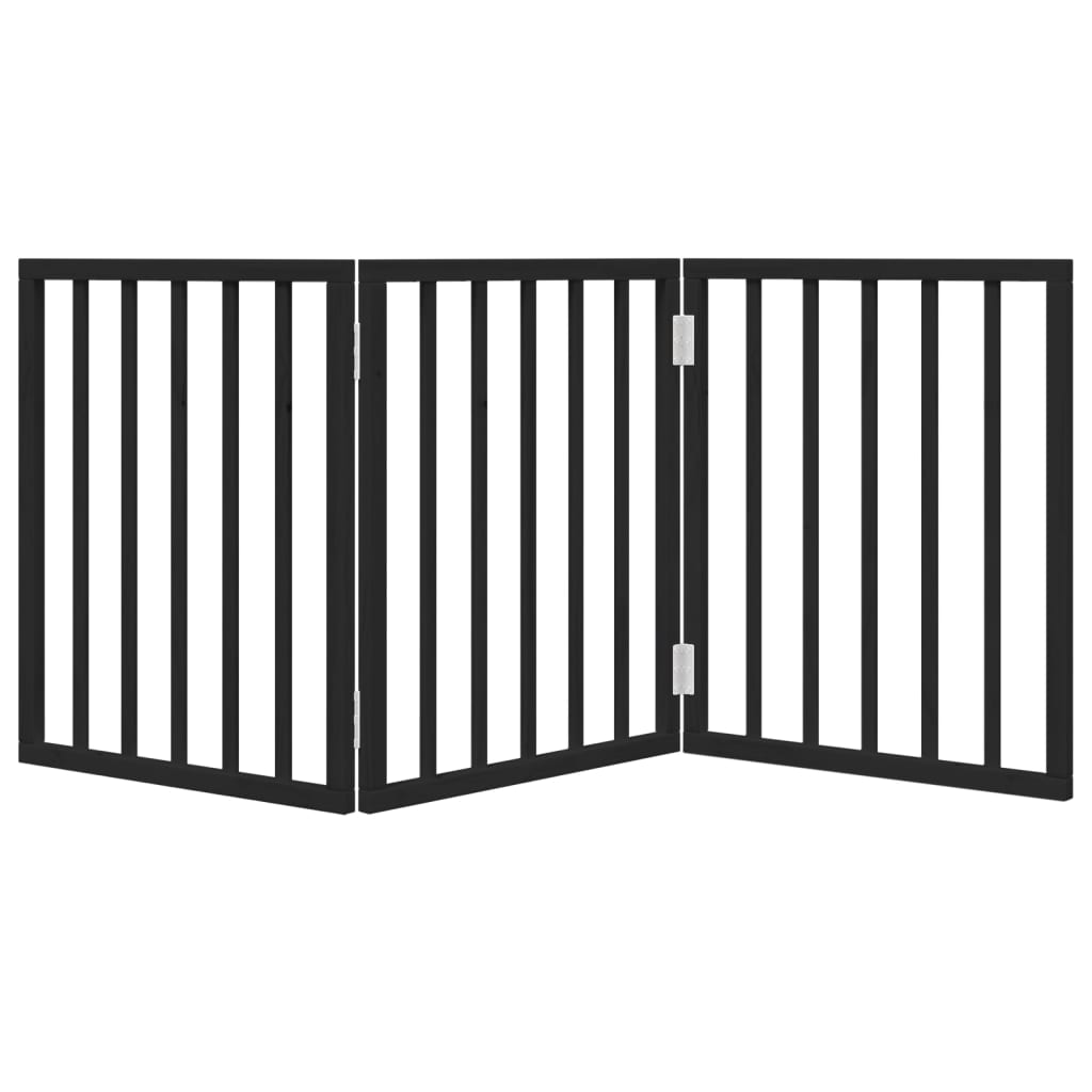 Hondenhek inklapbaar 3 panelen 150 cm populierenhout zwart is nu te koop bij PeponiXL, paradijselijk wonen!