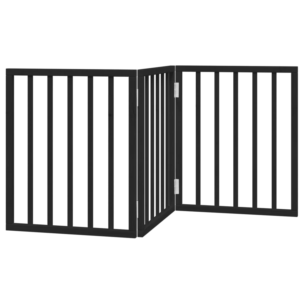 Hondenhek inklapbaar 3 panelen 150 cm populierenhout zwart is nu te koop bij PeponiXL, paradijselijk wonen!
