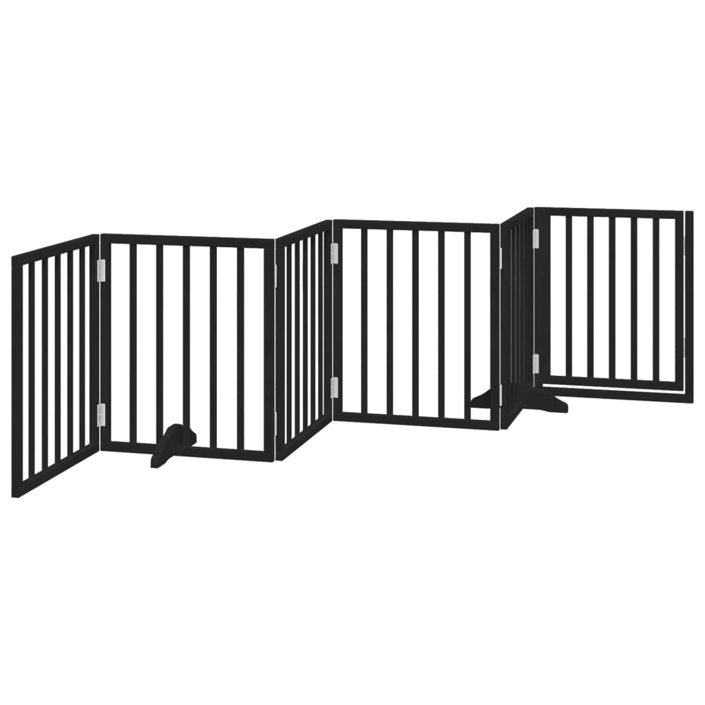 Hondenhek inklapbaar 6 panelen 300 cm populierenhout zwart is nu te koop bij PeponiXL, paradijselijk wonen!