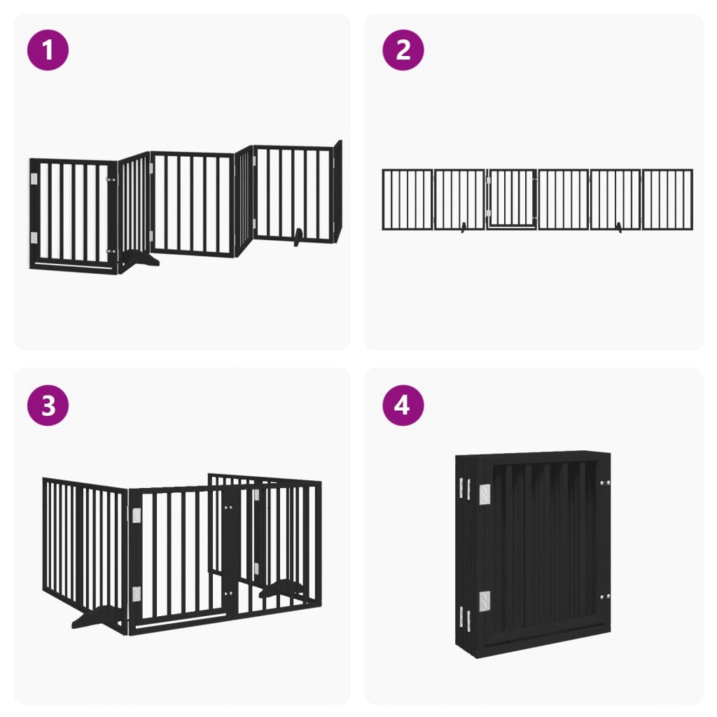 Hondenhek inklapbaar 6 panelen 300 cm populierenhout zwart is nu te koop bij PeponiXL, paradijselijk wonen!