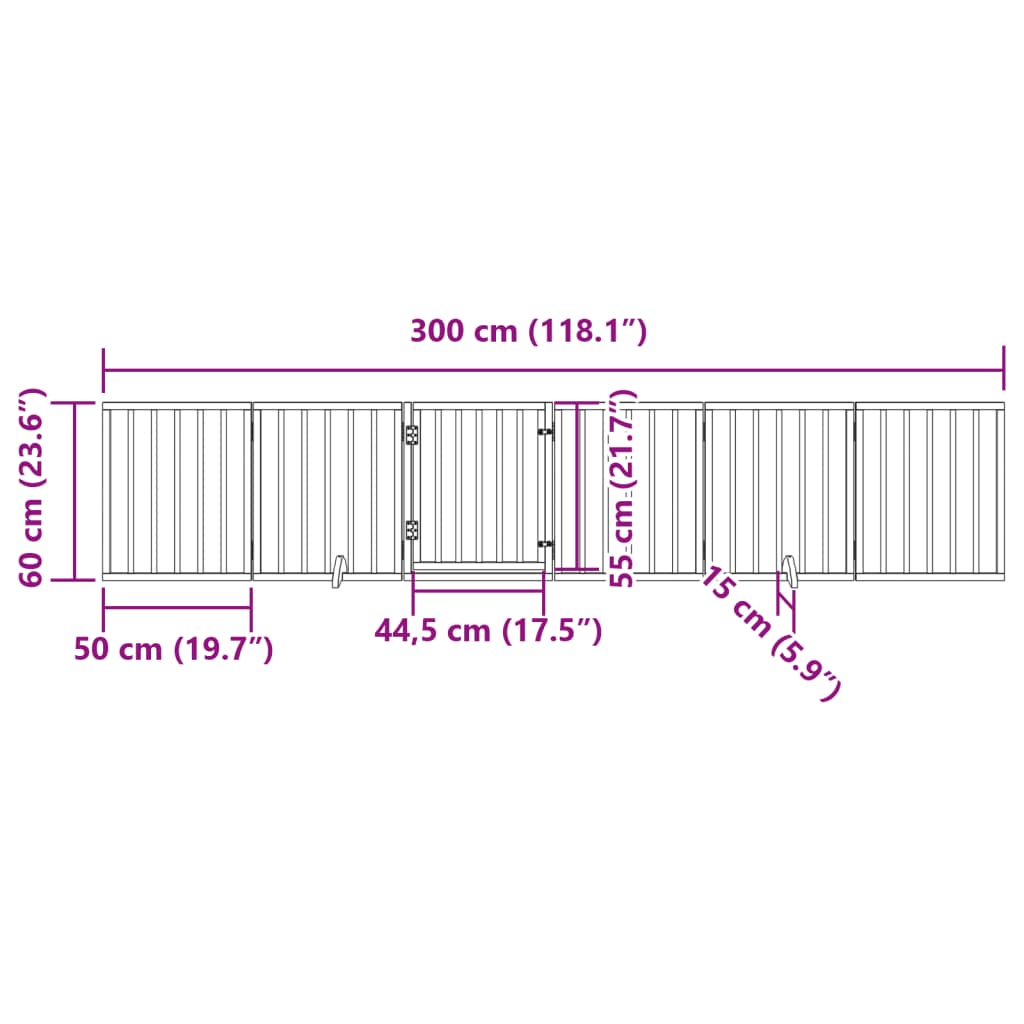 Hondenhek inklapbaar 6 panelen 300 cm populierenhout zwart is nu te koop bij PeponiXL, paradijselijk wonen!