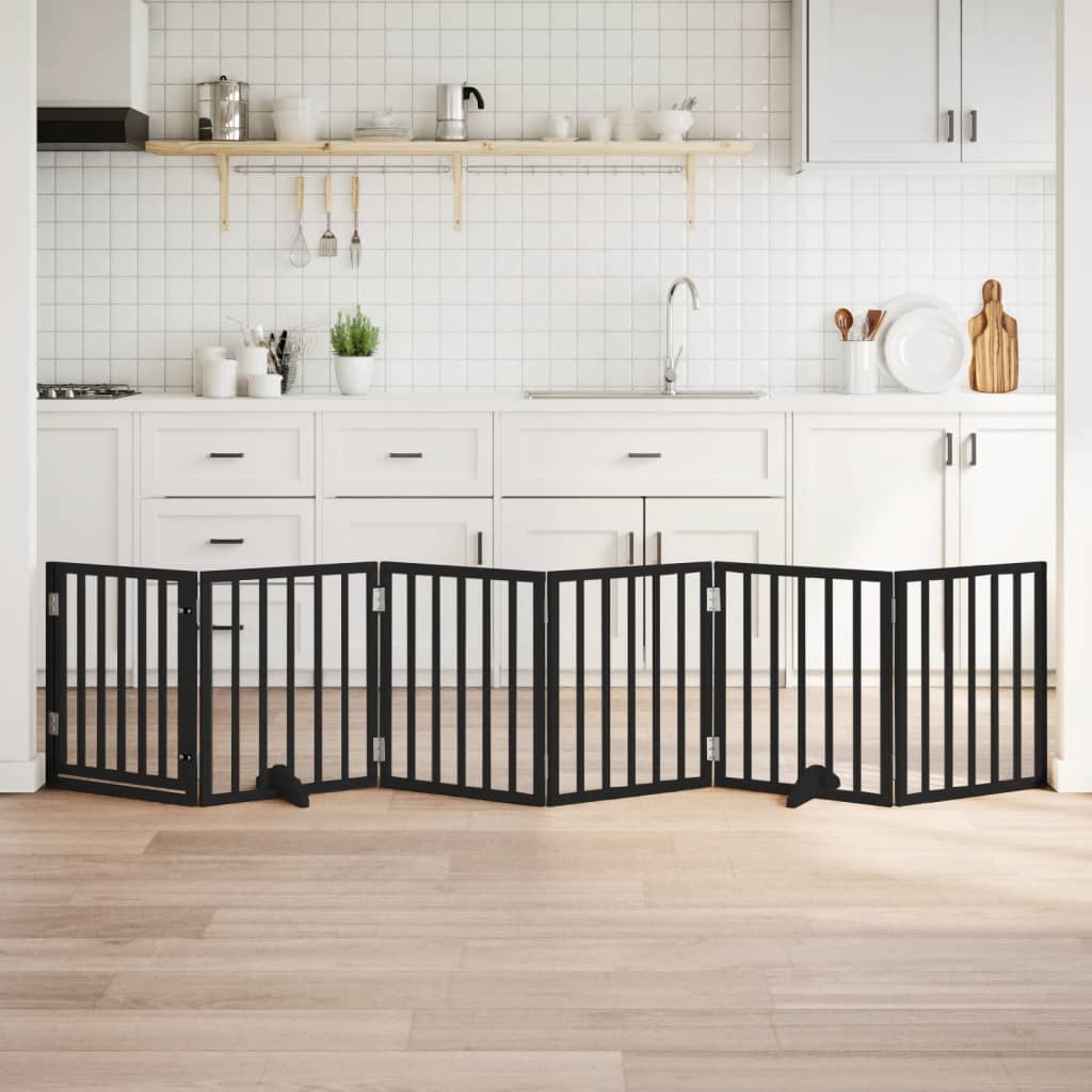 Hondenhek inklapbaar 6 panelen 300 cm populierenhout zwart is nu te koop bij PeponiXL, paradijselijk wonen!