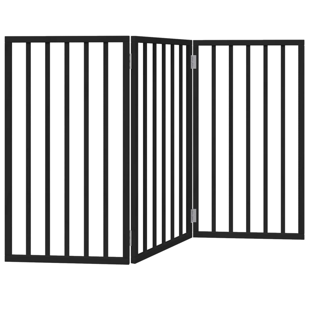Hondenhek inklapbaar 3 panelen 150 cm populierenhout zwart is nu te koop bij PeponiXL, paradijselijk wonen!