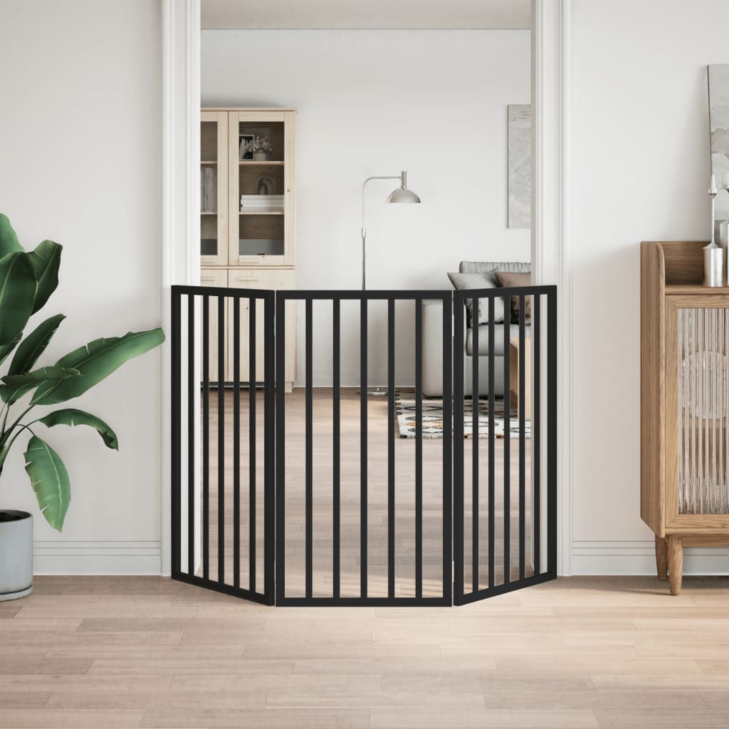 Hondenhek inklapbaar 3 panelen 150 cm populierenhout zwart is nu te koop bij PeponiXL, paradijselijk wonen!
