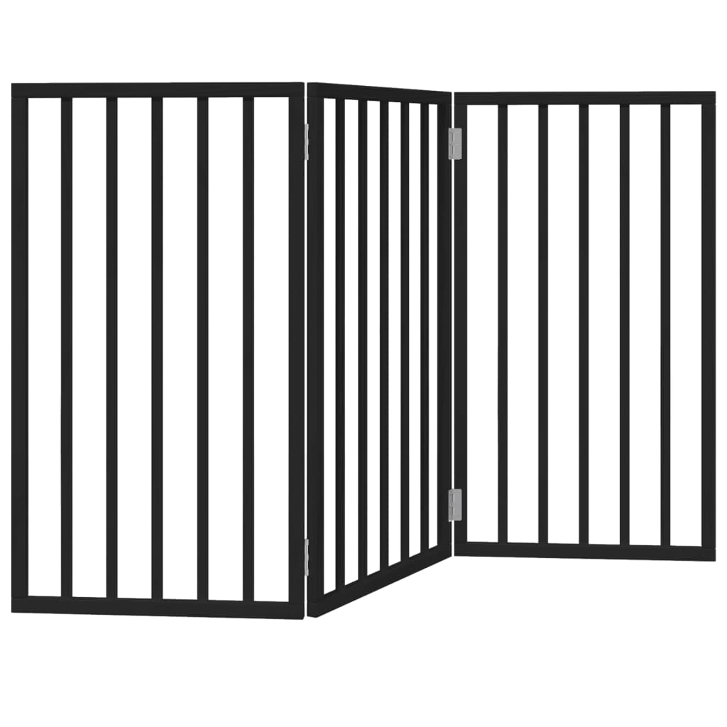Hondenhek inklapbaar 3 panelen 150 cm populierenhout zwart is nu te koop bij PeponiXL, paradijselijk wonen!