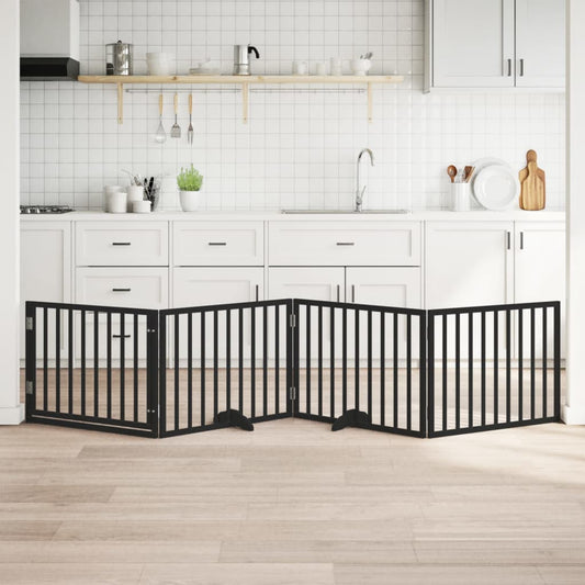 Hondenhek inklapbaar 4 panelen 320 cm populierenhout zwart is nu te koop bij PeponiXL, paradijselijk wonen!