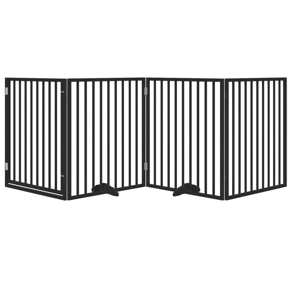 Hondenhek inklapbaar 4 panelen 320 cm populierenhout zwart is nu te koop bij PeponiXL, paradijselijk wonen!