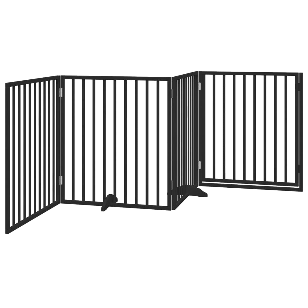 Hondenhek inklapbaar 4 panelen 320 cm populierenhout zwart is nu te koop bij PeponiXL, paradijselijk wonen!