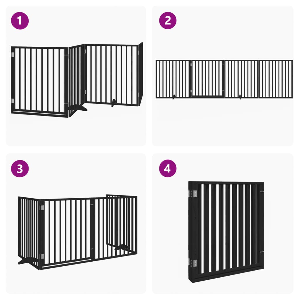 Hondenhek inklapbaar 4 panelen 320 cm populierenhout zwart is nu te koop bij PeponiXL, paradijselijk wonen!