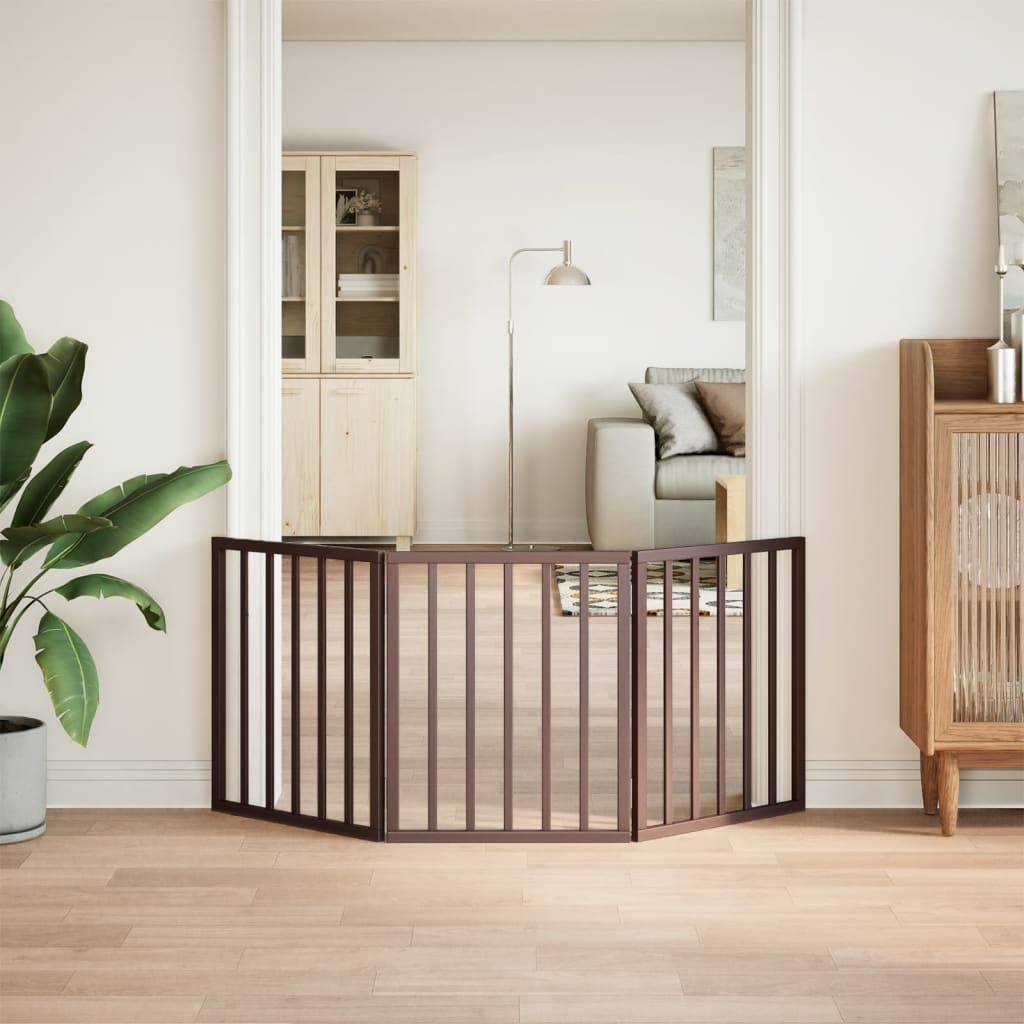 Hondenhek inklapbaar 3 panelen 150 cm populierenhout bruin is nu te koop bij PeponiXL, paradijselijk wonen!