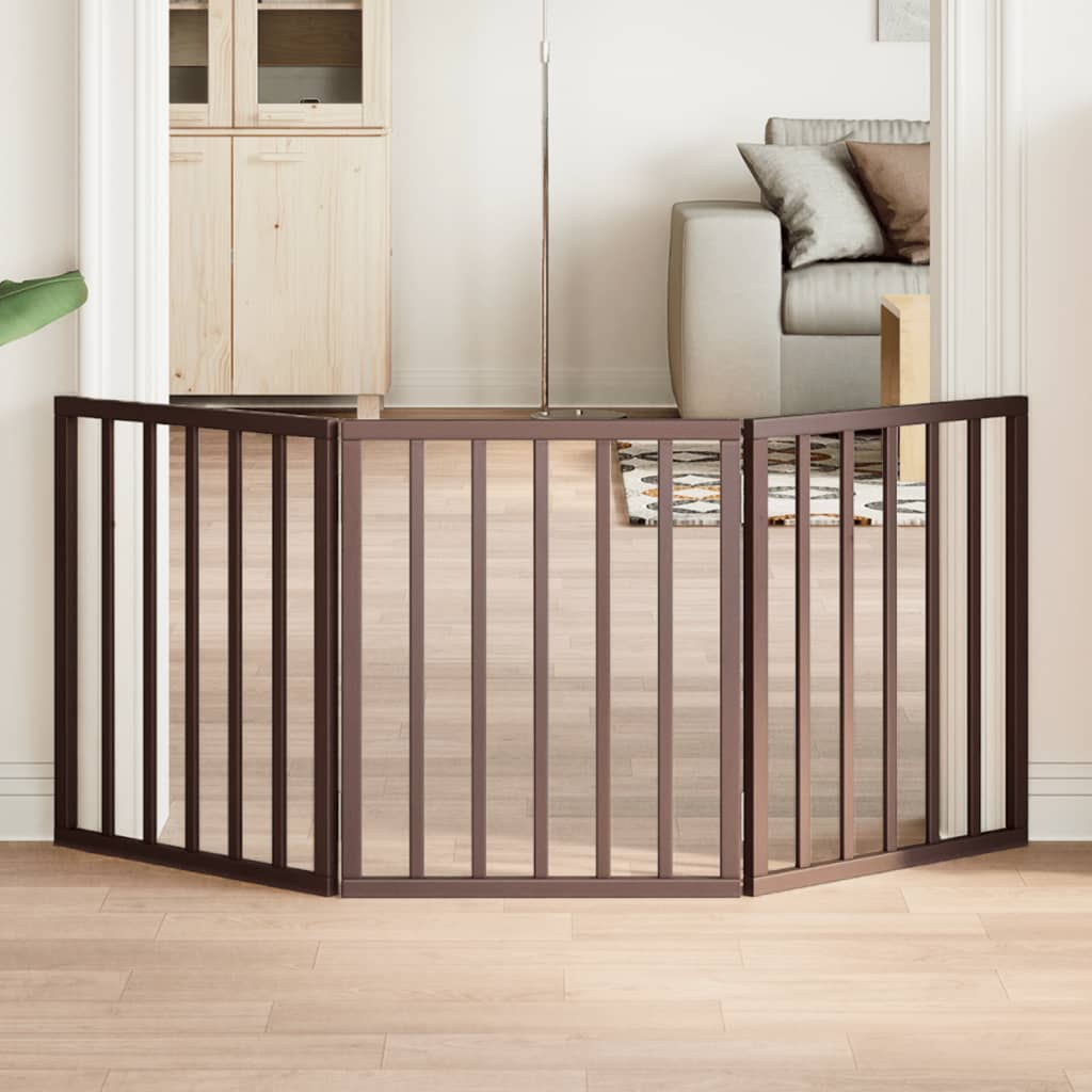 Hondenhek inklapbaar 3 panelen 150 cm populierenhout bruin is nu te koop bij PeponiXL, paradijselijk wonen!
