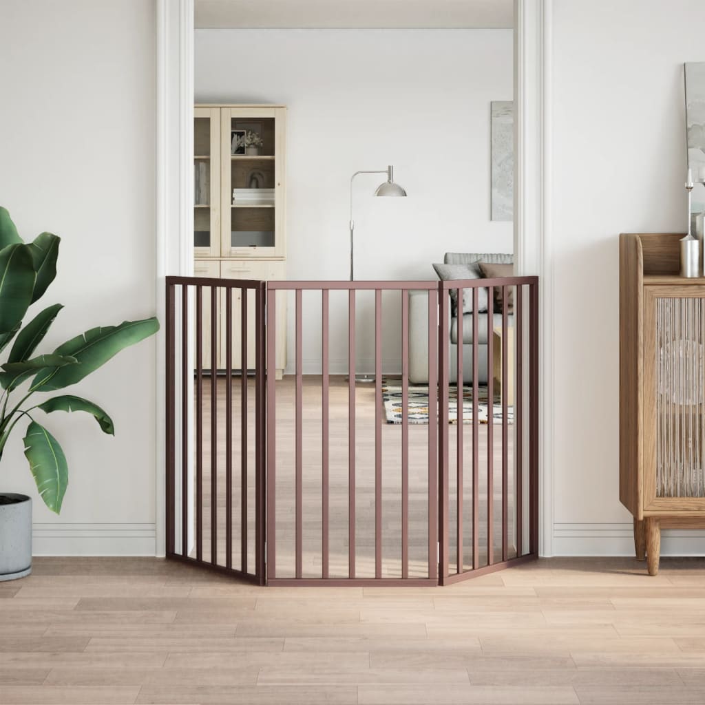 Hondenhek inklapbaar 3 panelen 150 cm populierenhout bruin is nu te koop bij PeponiXL, paradijselijk wonen!