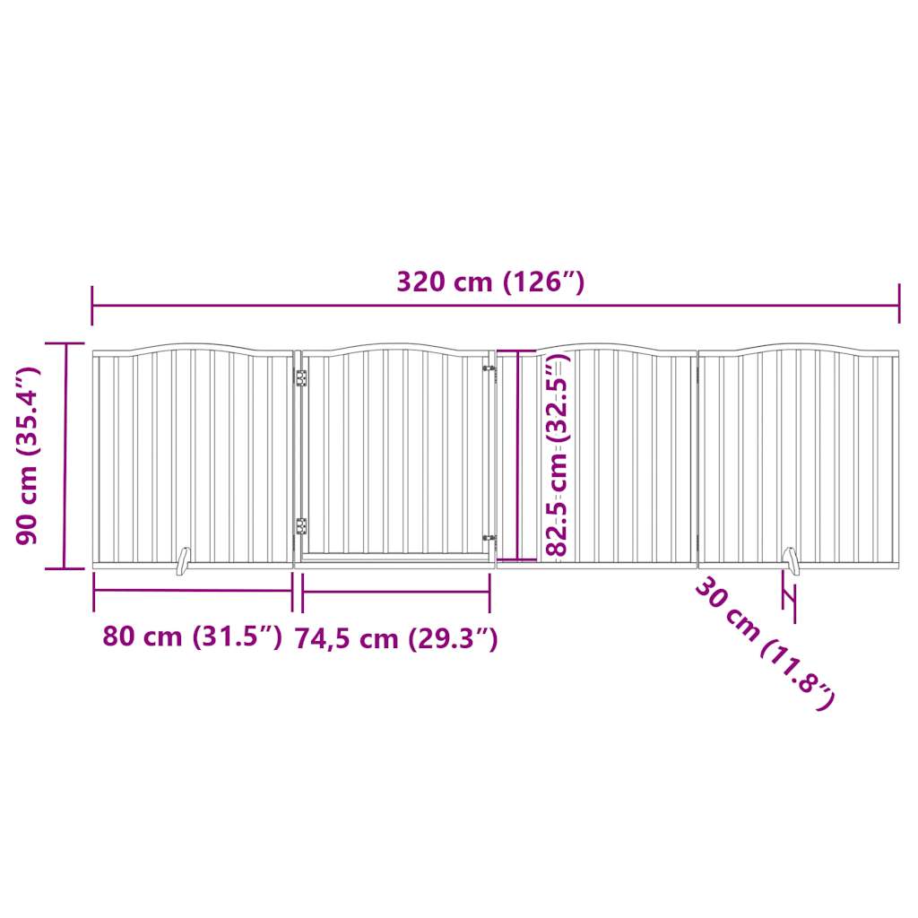 Hondenhek inklapbaar met deur 4 panelen 320 cm populierenhout is nu te koop bij PeponiXL, paradijselijk wonen!