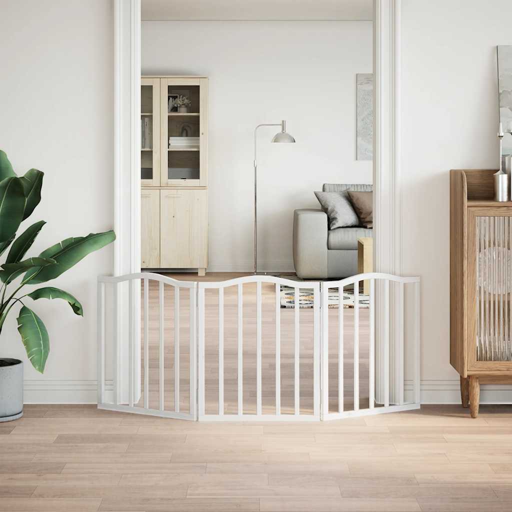 Hondenhek inklapbaar 3 panelen 150 cm populierenhout wit is nu te koop bij PeponiXL, paradijselijk wonen!