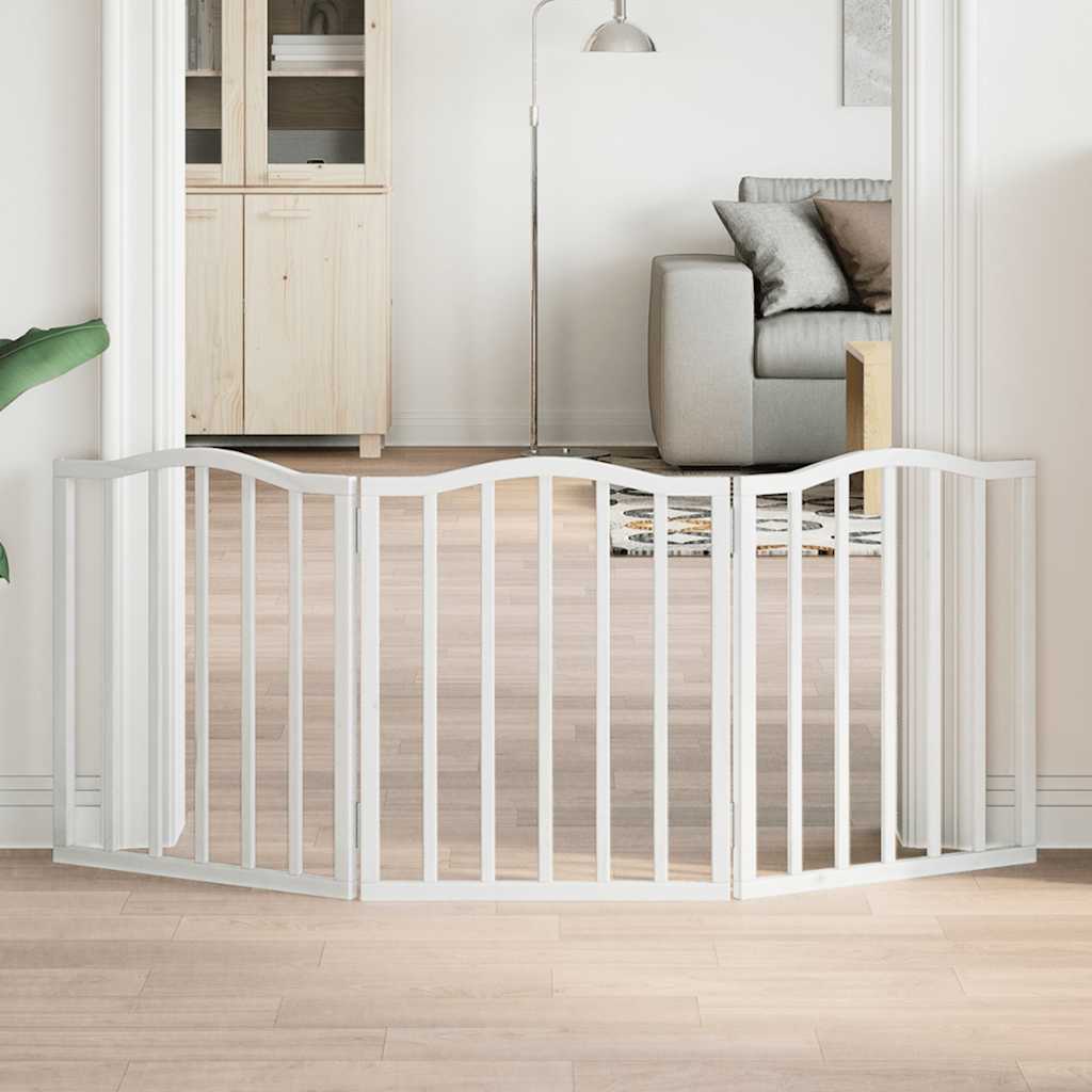 Hondenhek inklapbaar 3 panelen 150 cm populierenhout wit is nu te koop bij PeponiXL, paradijselijk wonen!