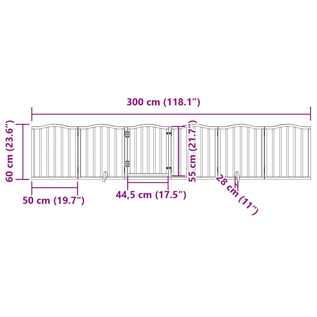 Hondenhek inklapbaar met deur 6 panelen 300 cm populierhout wit is nu te koop bij PeponiXL, paradijselijk wonen!