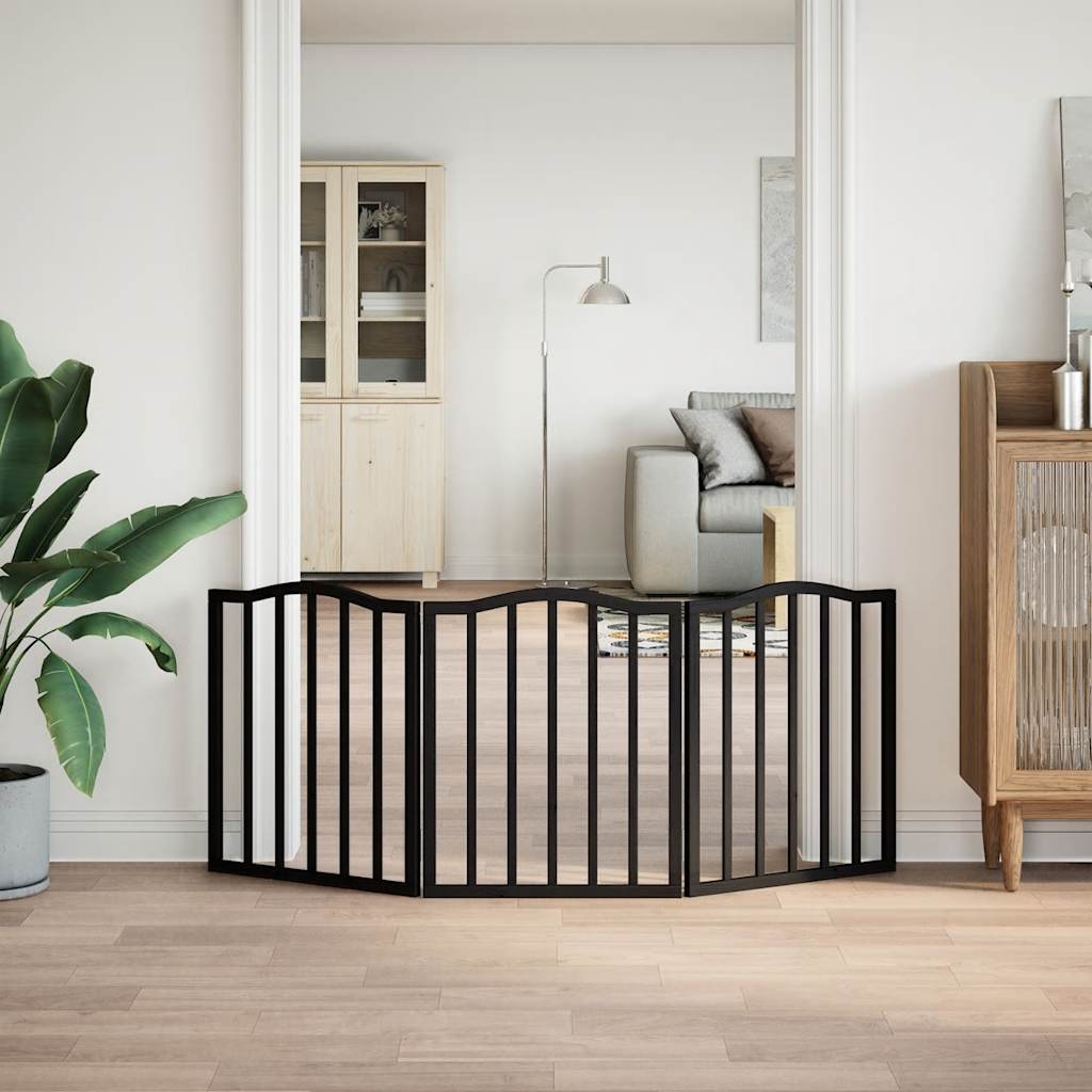 Hondenhek inklapbaar 3 panelen 150 cm populierenhout zwart is nu te koop bij PeponiXL, paradijselijk wonen!