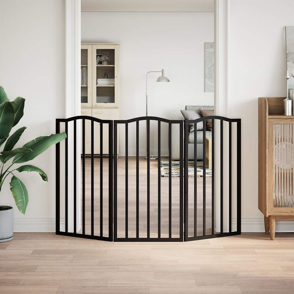 Hondenhek inklapbaar 3 panelen 150 cm populierenhout zwart is nu te koop bij PeponiXL, paradijselijk wonen!