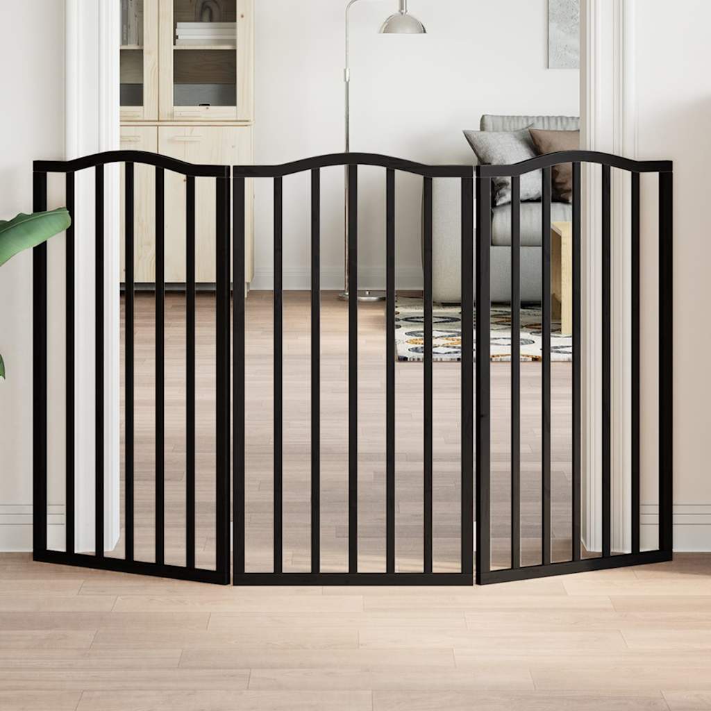 Hondenhek inklapbaar 3 panelen 150 cm populierenhout zwart is nu te koop bij PeponiXL, paradijselijk wonen!